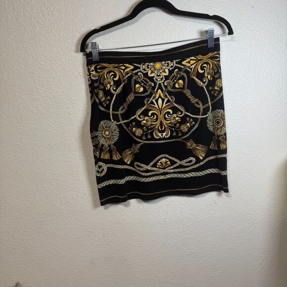 Vintage Cache Faux Wrap Mini Skirt Size 4 Retro Y2k Tassel Rope Print Baroque - Picture 4 of 7